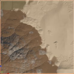 Sample Terrain grid element with three biomes blending